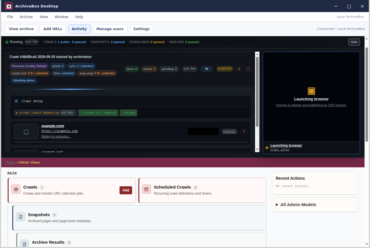 Live activity — real Electron application
