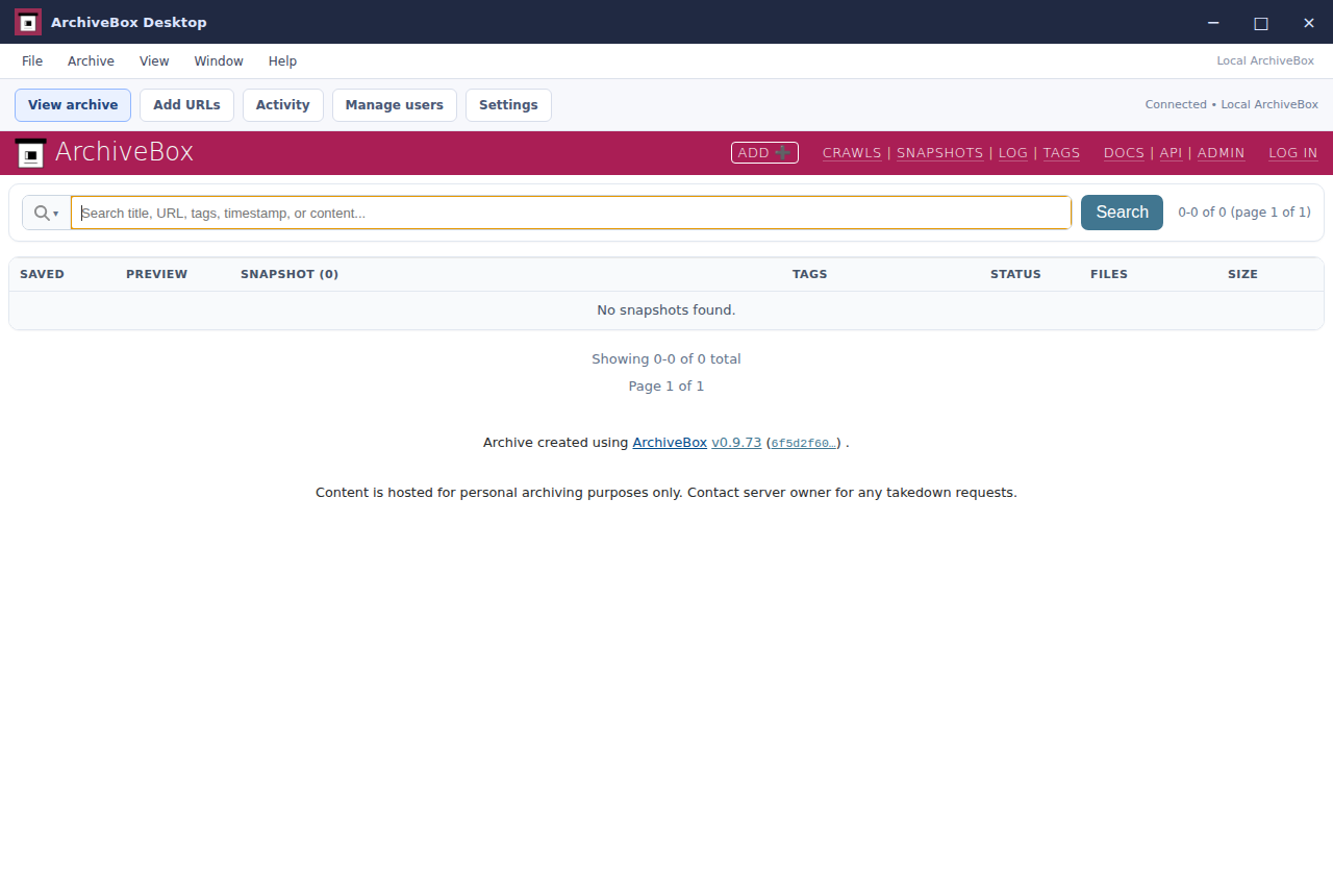 Empty collection — real Electron application