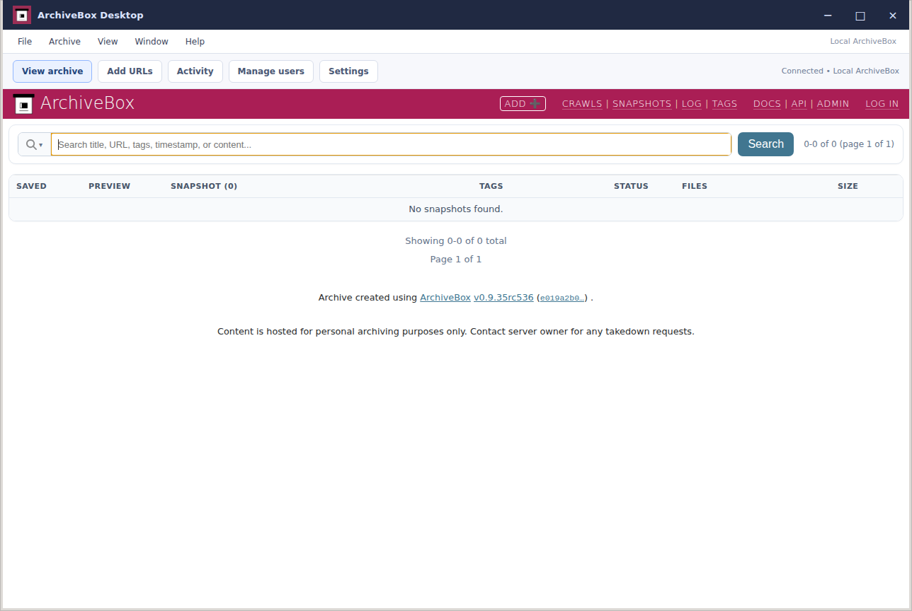 Empty collection — real Electron application