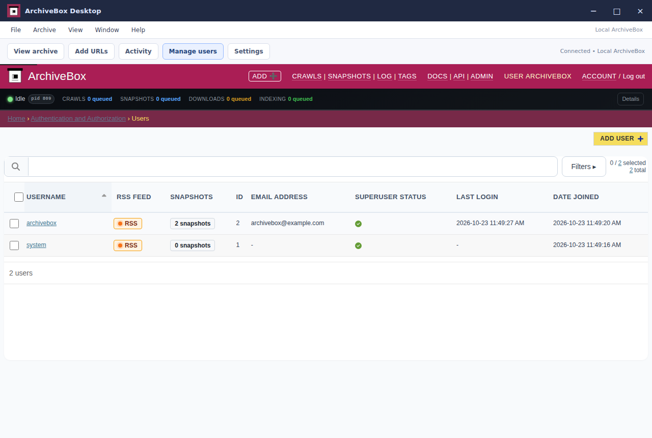 Manage users — real Electron application