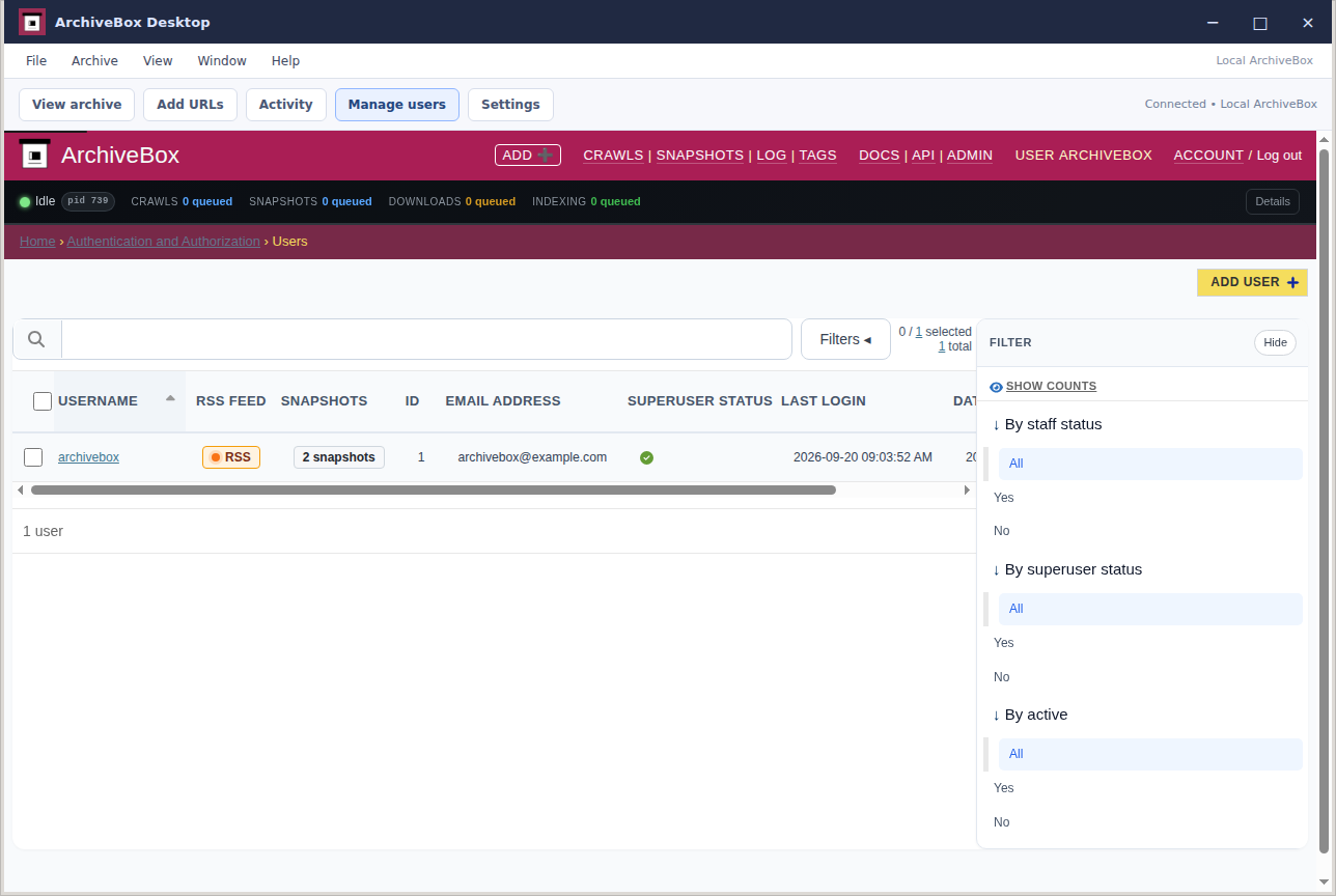 Manage users — real Electron application
