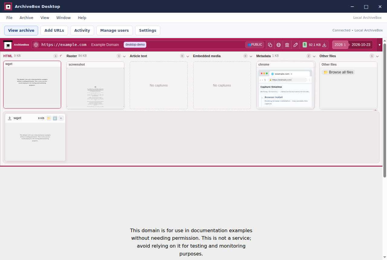 Snapshot details — real Electron application