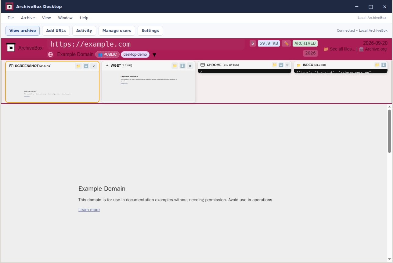Snapshot details — real Electron application