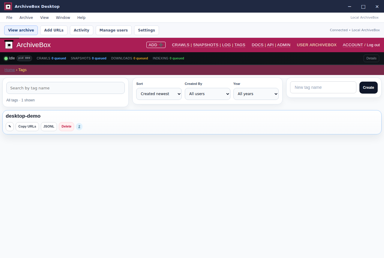 Manage tags — real Electron application