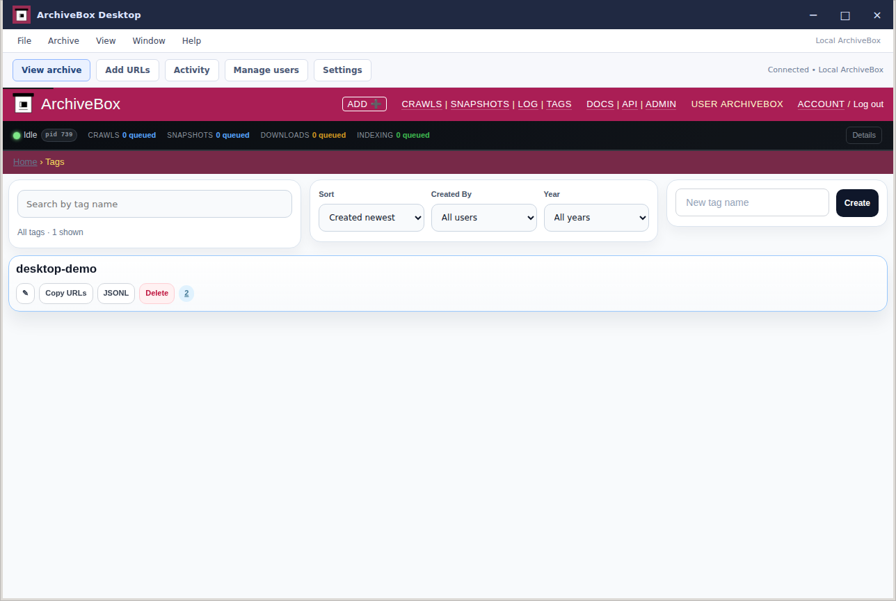 Manage tags — real Electron application